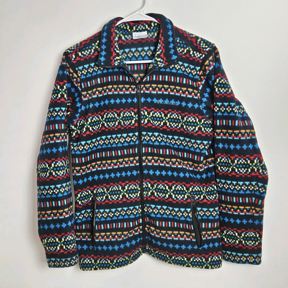 Columbia Womens Size Large Full Zip Fleece Jacket Multicolor Vibrant Western